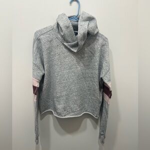 Abercrombie Fitch Hoodie Size XS Gray Pink Stripes Cropped Oversized